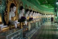 Row of Buddhas in U Min Thonze cave ,Sagaing hill,Myanmar. Royalty Free Stock Photo