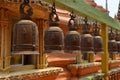 Row of Buddhist prayer bells Royalty Free Stock Photo