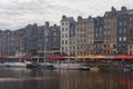 Row of buildings facing the harbour in Honfleur, Normandy, France Royalty Free Stock Photo