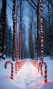 A Row Of Candy Canes. Generative AI Royalty Free Stock Photo