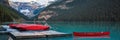 Row of canoes, Banff National Park Royalty Free Stock Photo