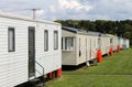 Row of caravan trailers in holiday park