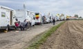 Row of Caravans at Paris Roubaix Cycling Race