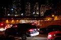 A row of cars in the evening traffic jam hour in Manhattan, New York City, USA Royalty Free Stock Photo