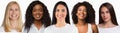 Row Of Caucasian And African American Females Headshots In Collage Royalty Free Stock Photo