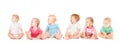 Row of caucasian babies Royalty Free Stock Photo