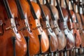 Row of Cellos Against Wall