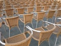 Row of chair seats in open air theater