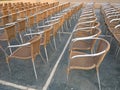 Row of chair seats in open air theater