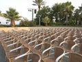 Row of chair seats in open air theater