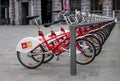 A row of city bikes for rent in Antwerp Belgium Royalty Free Stock Photo