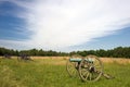Row of civil war cannons on battlefield Royalty Free Stock Photo