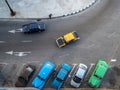 Row of classic cars from above in Havana, Cuba Royalty Free Stock Photo