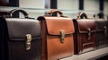 Row of classy mens business bags