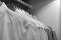 Row of clean new orderly cloth in wardrobe urban people lifestyle