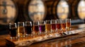 Row of Wine Glasses on Wooden Table Royalty Free Stock Photo