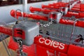 Row of Coles Supermarket trolleys