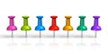 Row of color pushpins