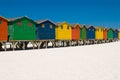 Row of colored beach huts Royalty Free Stock Photo