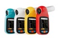 Row of Colored Electronic Medical Pulmonary Spirometers for Measuring Lung Function and Capacity. 3d Rendering Royalty Free Stock Photo