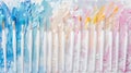A row of colored paintbrushes on an abstract background creates a vibrant scene, Ai Generated Royalty Free Stock Photo