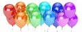 Row from colored party balloons, 3D rendering Royalty Free Stock Photo