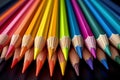 Row of colored pencils vibrant spectrum