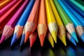 Row of colored pencils vibrant spectrum