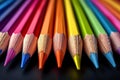 Row of colored pencils vibrant spectrum