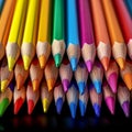 Row of colored pencils vibrant spectrum