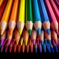 Row of colored pencils vibrant spectrum