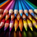 Row of colored pencils vibrant spectrum