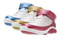 Row of colorful basketball trainers Royalty Free Stock Photo