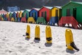 Row of colorful bathing houses at Muizenberg beach Royalty Free Stock Photo