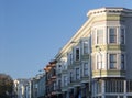 Row of colorful buildings along a street in San Francisco California