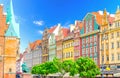 Rynek Market Square with green trees in old town historical city centre of Wroclaw Royalty Free Stock Photo