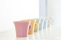 Row of colorful coffee cups Royalty Free Stock Photo