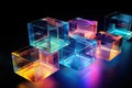 A row of colorful cubes with a blue cube in the middle Royalty Free Stock Photo