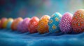 Row of colorful, decorated Easter eggs Royalty Free Stock Photo