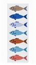 Row of Colorful Fish Graphic Pixel Art Decorative Pattern Background Royalty Free Stock Photo