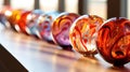 row of colorful glass balls Royalty Free Stock Photo