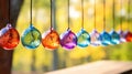 row of colorful glass balls hanging from string Royalty Free Stock Photo