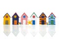 Colorful handmade beach cabins