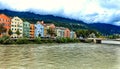 A row of colorful houses in Innsbruck, Austria