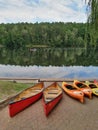 Row of kajaks for rent Royalty Free Stock Photo