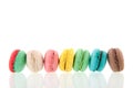 Row colorful macaroons Royalty Free Stock Photo