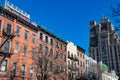 Row of Colorful Old Brick Residential Buildings in Chelsea of New York City Royalty Free Stock Photo