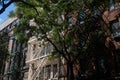 Row of Colorful Old Brick Residential Buildings with Fire Escapes in Greenwich Village in New York City Royalty Free Stock Photo