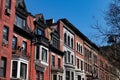 Row of Colorful Old Brownstone Homes on the Upper West Side of New York City