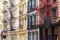 Row of colorful old buildings in SoHo New York City Royalty Free Stock Photo